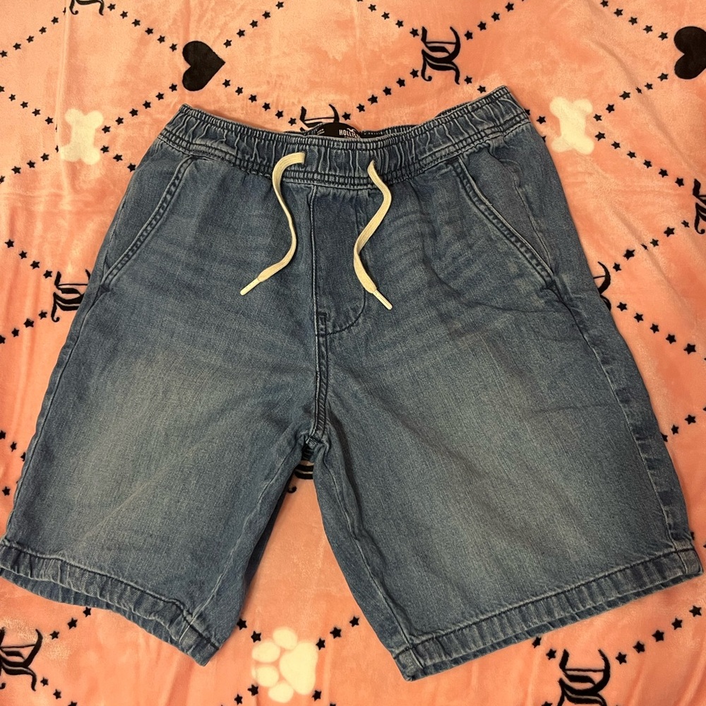 Hollister Blue Jean Shorts with Drawstring Waist